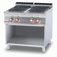 Cuisinière électrique triphasée 4 plaques carrées. Structure en acier inoxydable. Dimensions 80x90 h 90 cm. Modèle PCQ-98ET - 1975
