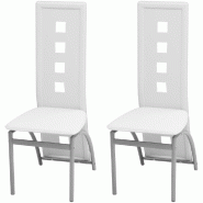 Décoshop26 - Lot de 2 chaises de salle à manger cuisine design contemporain synthétique blanc CDS020190 - blanc 3001064299789
