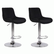 Décoshop26 - Lot de 2 tabourets de bar moderne confortable réglable en velours noir pied trompette métal TDB10396 - noir 3000483469605 Décoshop26 - Lot de 2 tabourets de bar moderne confortable réglable en velours noir pied trompette métal TDB10396 - noir 3000483469605
