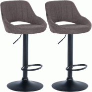 Décoshop26 - Lot de 2 tabourets de bar réglables en tissu gris foncé dossier ajouré et pied métal noir 10_0006106 - gris métal 3000265391278