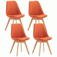 Décoshop26 - Lot de 4 chaises de salle à manger cuisine bureau style scandinave en tissu orange pieds en bois 10_0000366 - 3000831369601 Décoshop26 - Lot de 4 chaises de salle à manger cuisine bureau style scandinave en tissu orange pieds en bois 10_0000366 - 3000831369601