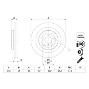Disque de frein Bosch 0986479F69 - Arrière - poinçonné et ventilé Disque de frein Bosch 0986479F69 - Arrière - poinçonné et ventilé