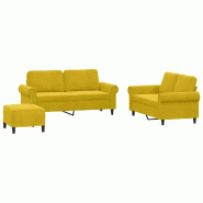 Ensemble de canapés 3 pcs avec coussins Jaune Velours Modèle Norelion - 8721012071933