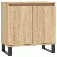 Helloshop26 - Armoire de bain avec rangements 58 x 33 x 60 cm style industriel finition lisse en bois d'ingénierie chêne sonoma 02_0049031 - Bois ma
