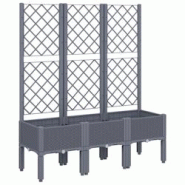 Helloshop26 - Jardinière bac lit surélevé plantes fleurs terrasse jardin avec treillis 120 x 40 x 142 cm PP gris 02_0038239 - 3000214158587 Helloshop26 - Jardinière bac lit surélevé plantes fleurs terrasse jardin avec treillis 120 x 40 x 142 cm PP gris 02_0038239 - 3000214158587