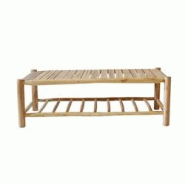 Möbilia Table basse | En teck | Avec 2 étagères | Naturel | L 140 x P 70 x H 45 cm - beige Bois massif 11020032 Möbilia Table basse | En teck | Avec 2 étagères | Naturel | L 140 x P 70 x H 45 cm - beige Bois massif 11020032