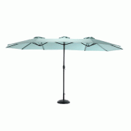 Merax parasol rectangulaire 453 x 267 cm, UPF50+, manivelle, 12 baleines acier, sans socle, bleu-vert pastel - bleu multi-matériau W2021P228032