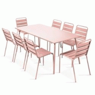 Oviala Business Ensemble table de jardin et 8 chaises en métal Rose poudré - rose acier 114604 Oviala Business Ensemble table de jardin et 8 chaises en métal Rose poudré - rose acier 114604