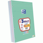 Oxford Lot de 7 Lot de 3 blocs Smart agrafés A4+, 160p./80 feuilles 90g/m², Séyès, coloris assortis - 3020120266619