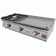 Plancha à gaz DUO plaque lisse en CHROME et réchaud à gaz - L1000 | Arilex - 100PGCFN_0