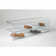 Vitrine neutre courbée 982 mm - verre trempé et ossature aluminium anodisé Vitrine neutre courbée 982 mm - verre trempé et ossature aluminium anodisé