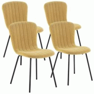 VS Venta-stock Pack 4 chaises Lucky recouvertes de tissu moutarde - jaune polyester I22090