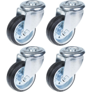 Roulette 80mm 3" à bandage caoutchouc, pivotante, forte capacité de 280kg, lot de 4 Roulette 80mm 3" à bandage caoutchouc, pivotante, forte capacité de 280kg, lot de 4