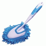 Albiore plumeau chenille bleu blanc en microfibre, manche l25 cm, plumeau 16 x 11 cm