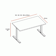 Bureau individuel Idea Tube réglable en hauteur - Quadrifoglio - 120, Anthracite, Orme blanchi