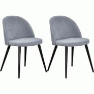 Chaise en acier et velours côtelé gris clair Velvet (Lot de 2) Venture Home - noir 3700866352981 Chaise en acier et velours côtelé gris clair Velvet (Lot de 2) Venture Home - noir 3700866352981