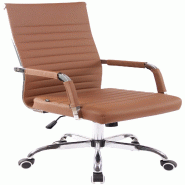 Décoshop26 - Fauteuil de bureau sur roulettes confortable hauteur réglable en synthétique marron clair cadre métal chromé BUR10570 - marron méta