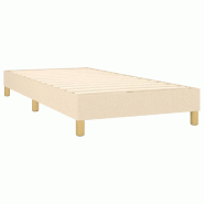 Décoshop26 - Sommier à lattes sur pieds cadre de lit 80x200 cm tissu crème TDL0207246 - beige 3001177188000