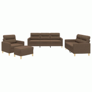 Ensemble de canapés 4 pcs avec coussins Marron Tissu Modèle Boréal Élite - 8721012065147