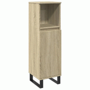 Helloshop26 - Armoire de salle de bain rangement 30 x 30 x 100 cm avec 3 compartiments en bois d'ingénierie chêne sonoma 02_0049715 - Bois massif 30