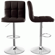 Helloshop26 - Lot de 2 tabourets de bar cuir PU hauteur réglable 65-85 cm siège pivotant confort ergonomique moderne marron 20_0012538 - 3000227274823 Helloshop26 - Lot de 2 tabourets de bar cuir PU hauteur réglable 65-85 cm siège pivotant confort ergonomique moderne marron 20_0012538 - 3000227274823