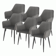 Helloshop26 - Lot de 6 chaises de salle à manger 86 x 57 x 56 cm gris foncé 03_0009901 - 3000224934171