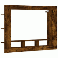 Helloshop26 - Meuble TV flottant avec grand rangement 152 x 22 x 113 cm design pratique ambiance moderne en bois d'ingénierie chêne 02_0049272 - Boi