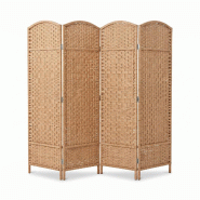 IvoQ Paravent – 4 panneaux – 170 x 160 cm – Séparateur de pièce pliable – Brun naturel - marron 8721335300758