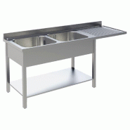 KBS Gastrotechnik KBS Centrale de rinçage 1600x700x850 mm 2 cuves à gauche avec fond et rebord - Acier inoxydable 18/10 92012104