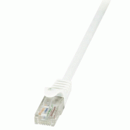 LogiLink Professional Câble patch EconLine, Cat. 6, U/UTP, 1 m, blanc - blanc 4052792023596
