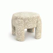 Now's Home - tabouret en tissus chenille tigré beige 44x44x37cm orion - 3256390255811