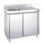 Plonge inox 1 bac et égouttoir sur placard - P 700 mm - 1400 mm bac à gauche