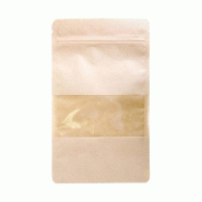 Sachet fermeture zip et fenêtre kraft naturel 16+4x27cm - par 500