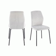 SalesFever Chaise avec revêtement velours lot de 2|Matelassage nid d'abeille au dos|Structure métallique à 4 pieds|L46,5xP56,5xH92cm|gris lair–no SalesFever Chaise avec revêtement velours lot de 2|Matelassage nid d'abeille au dos|Structure métallique à 4 pieds|L46,5xP56,5xH92cm|gris lair–no