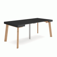 SKRAUT HOME Table console extensible, 180, Pour 8 personnes, Pieds en bois, Noir - noir Bois manufacturé 265_25