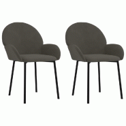 VidaXL Chaises à manger lot de 2 Gris foncé Velours Modèle Élégia Plus - 344764