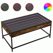 VidaXL Table basse avec LED infini chêne fumé 90x50x41 cm Modèle Eclipse Line - 847689
