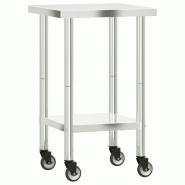 VidaXL Table de travail de cuisine avec roues 55x55x85 cm inox - 376462