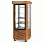 Vitrine réfrigérée positive 400L 4 faces vitrées classique verni en bois étagères carrées SCAIOLA
