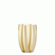 Zafferano Gessato Set 6 Verres Tumbler Verre Soufflé Bouche Ambre, Design Artisanal Avec Bandes Verticales En Pâte Blanche, Élégants Et Modernes,