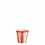 Zafferano Lot 6 Petits Verres Lido Rayures en Céramique Artisanale fait main à Civita Castellana couleur Rouge idéal pour Café et Dessert 1234 - 8