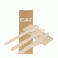 20x Ensemble Couverts Écologiques 4 pièces avec Serviette - 5600847154239