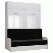 ARMOIRE LIT ESCAMOTABLE DYNAMO SOFA ACCOUDOIRS FAÇADE BLANC BRILLANT CANAPÉ ANTHRACITE 160*200 CM