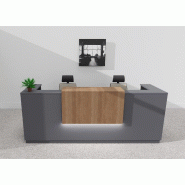 Bureau d'accueil Delta Plus 2 personnes anthracite - Mobel Linea - 204, Oui, Anthracite, Acacia foncé_1