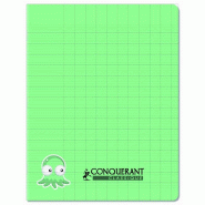 CONQUERANT Lot de 10 Cahier Ecriture Classique PP piqué 17x22, 32p./16 feuilles 90g/m², Séyès 3mm, coloris vert - 3020120002293