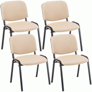 Décoshop26 - Lot de 4 chaises visiteur empilable zone d'attente en tissu crème piètement à 4 pieds en métal noir 10_0008893 - 3000266898622