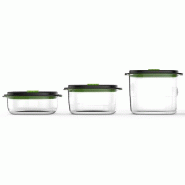 FOODSAVER Lot de 3 boîtes 0.7 L + 1.2 L + 1.8 L - Fraîcheur & Marinade - vert 035-1162679