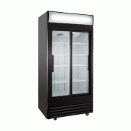 GASTROHERO GastroHero Armoire à boissons ECO 630 avec enseigne lumineuse et portes coulissantes - noir acier SC-630FS