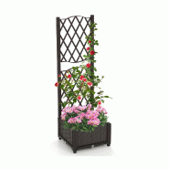Helloshop26 - Jardinière sur pied 40 x 40 x 122 cm avec treillis et auto-arrosage style rustique en PE brun 20_0012163 - 3000227099464