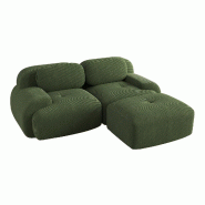Merax canapé modulable en corde 2 places avec 1x tabouret, canapé nuage sans cadre, près du sol avec assise profonde, doux et confortable, - vert m_0